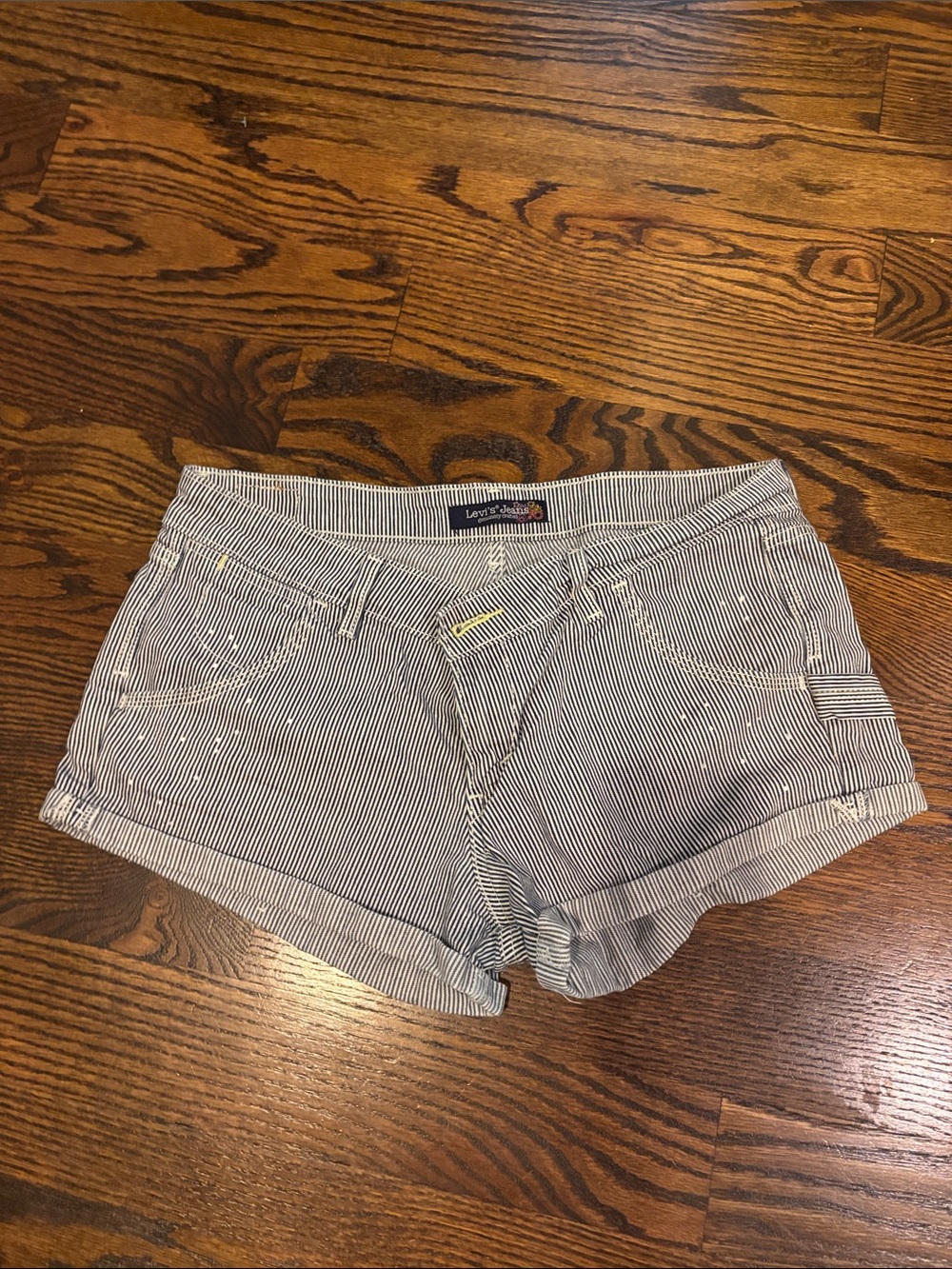 Levi's Navy and White Striped Cotton Short Shorts-juniors size 11
